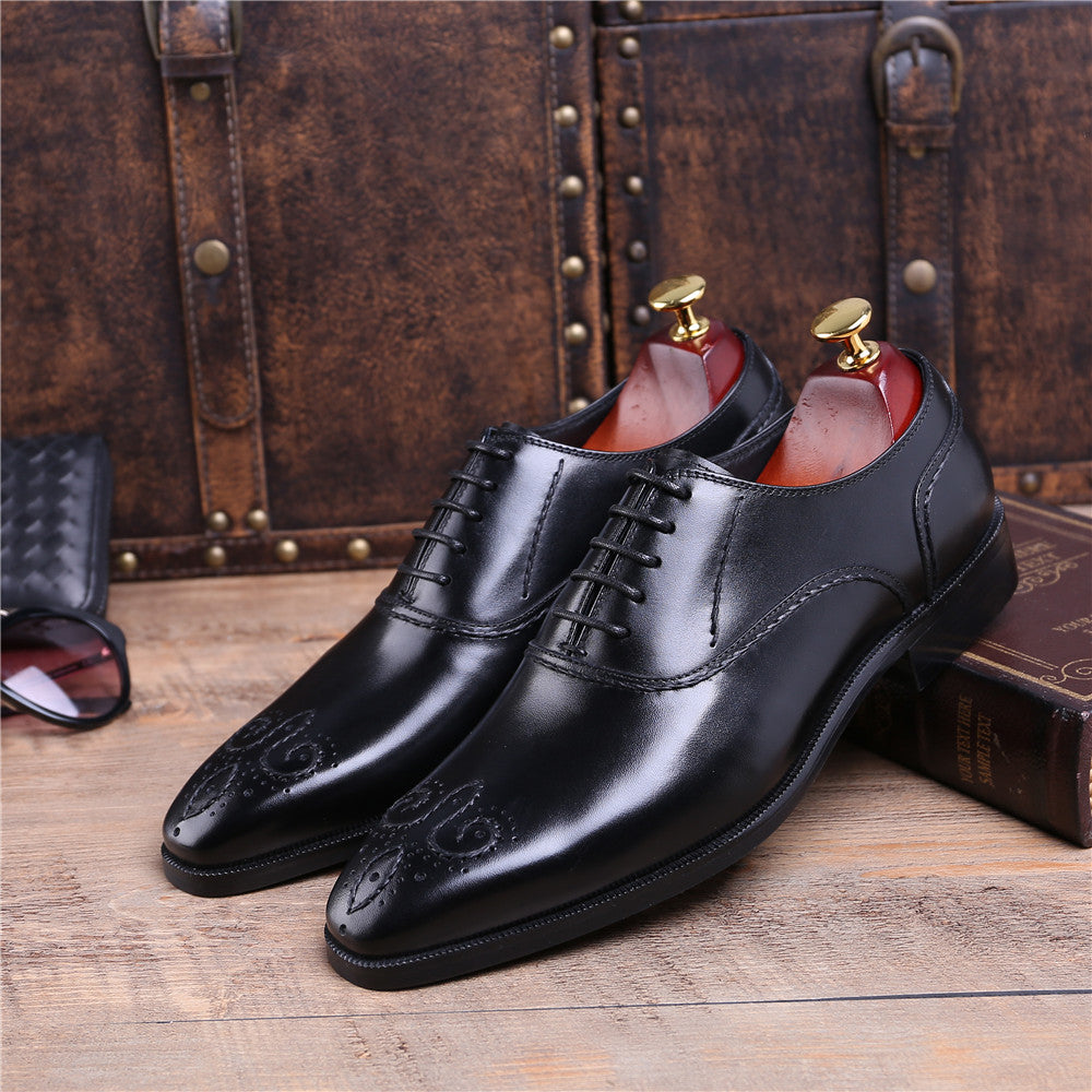 Black Leather Oxford Shoes for Men