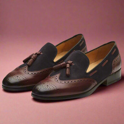 Austin Navy Blue Burgundy Tassel Loafer