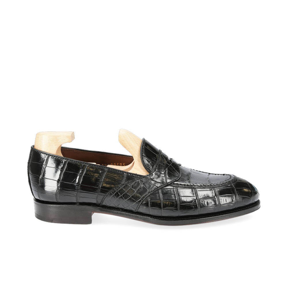 Preston Black Alligator Print Penny Loafer