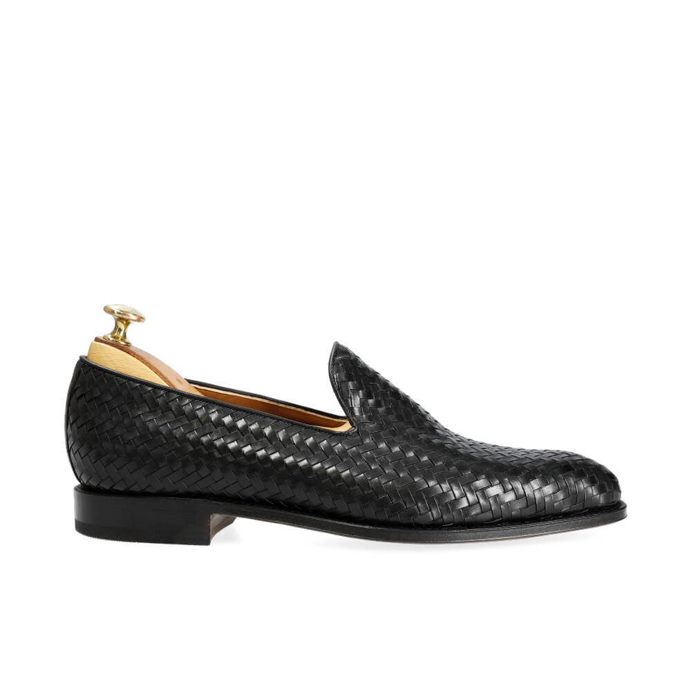 Aaron Black Braided Slip-on Loafer