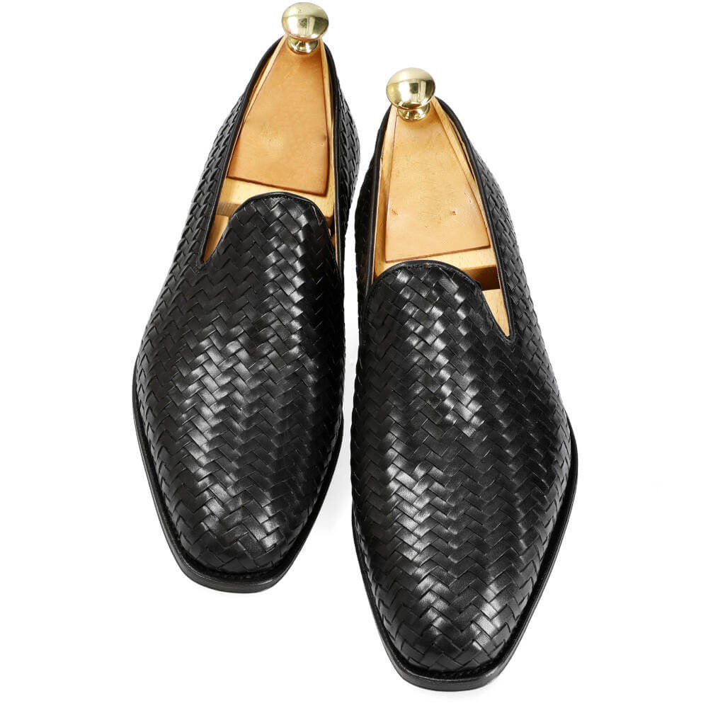 Aaron Black Braided Slip-on Loafer