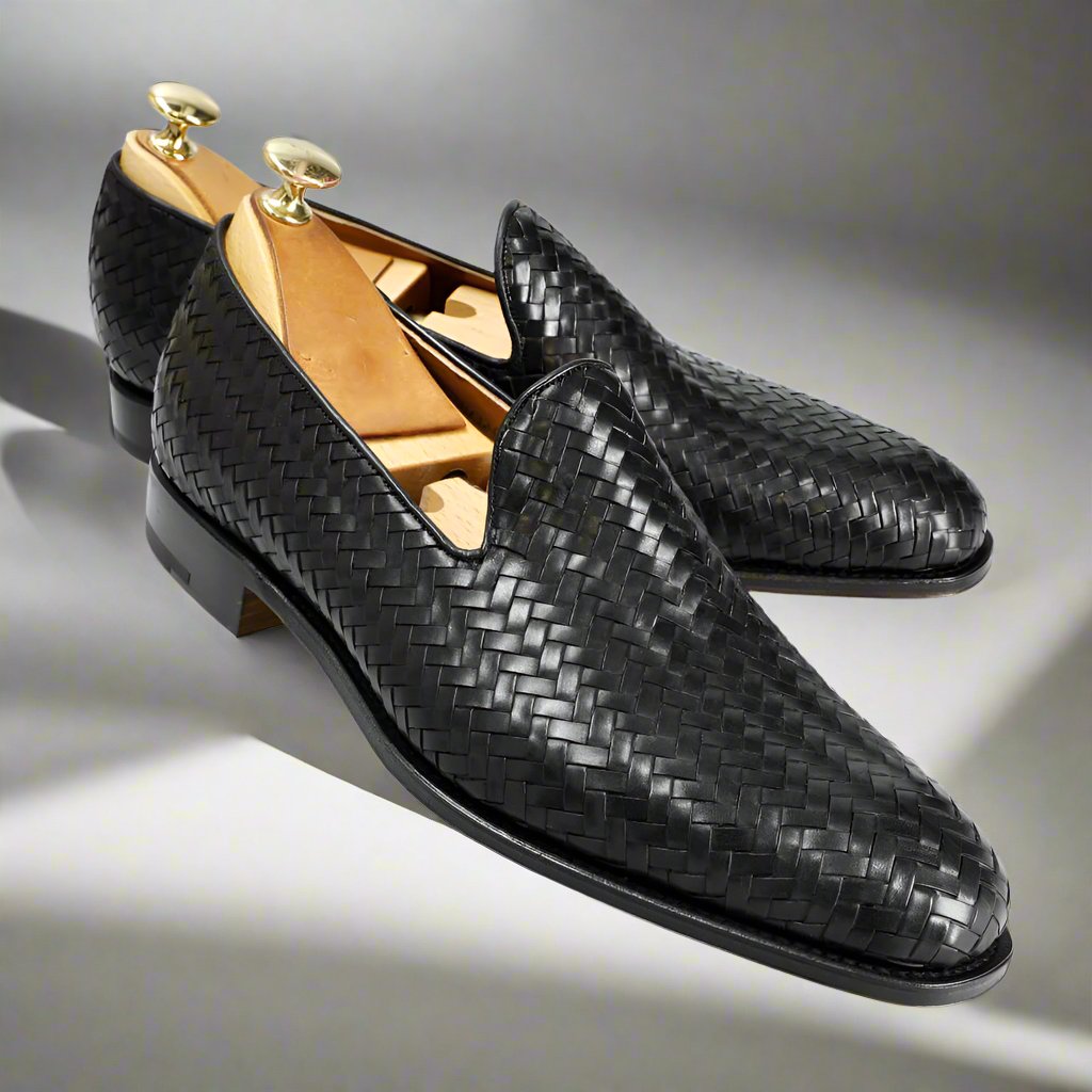 Aaron Black Braided Slip-on Loafer