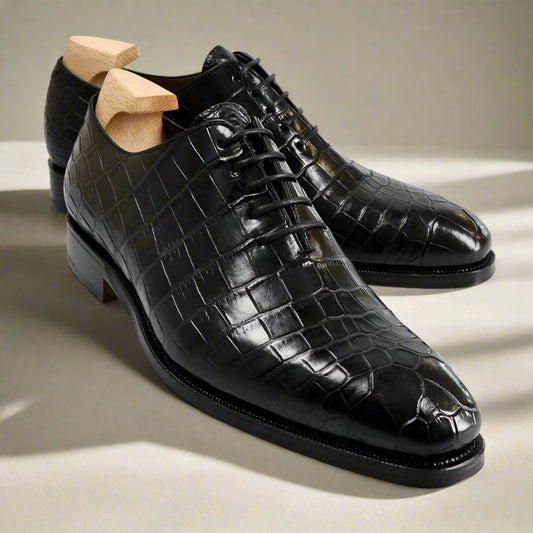 Louie Black Croco Print Wholecut