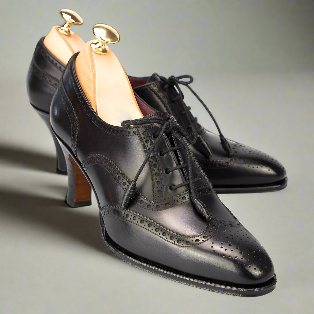 Black heeled oxford shoes online