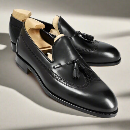 Aiden Black Wingtip Tassel Loafer