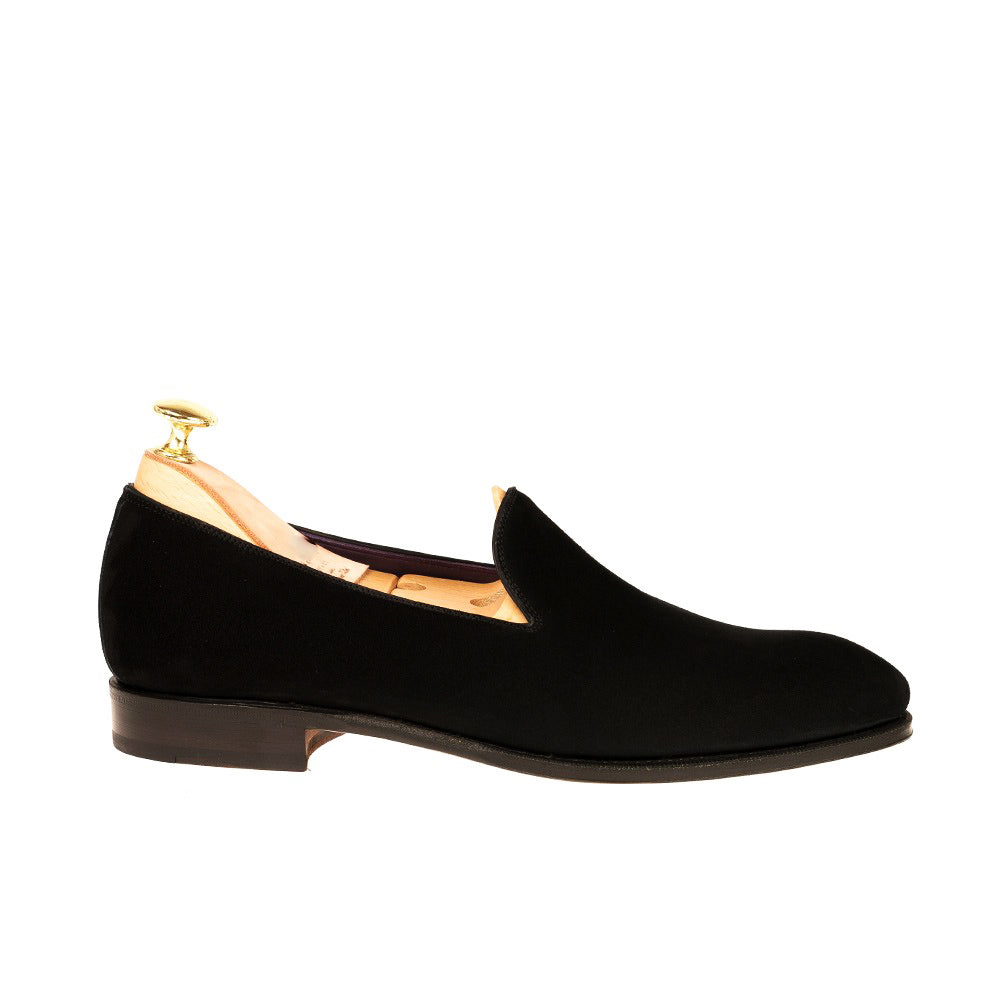 Aaron Black Suede Slip-on Loafer