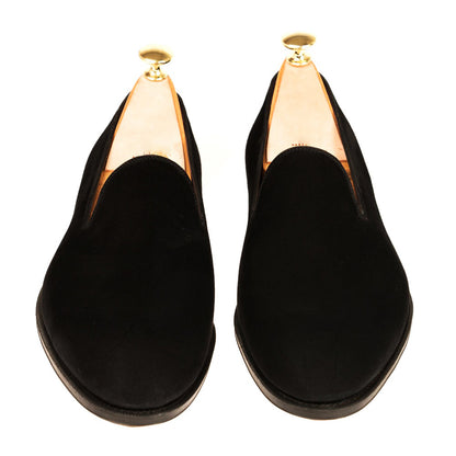 Aaron Black Suede Slip-on Loafer