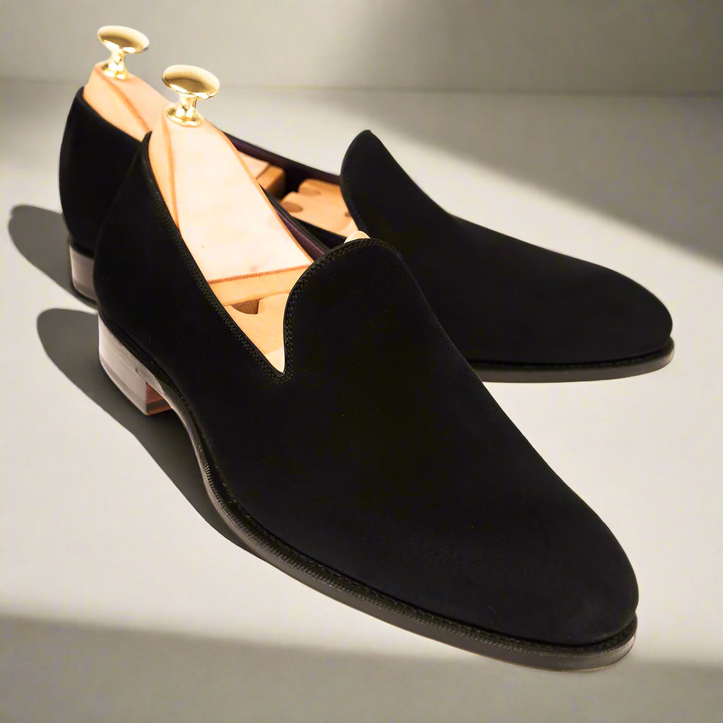 Aaron Black Suede Slip-on Loafer