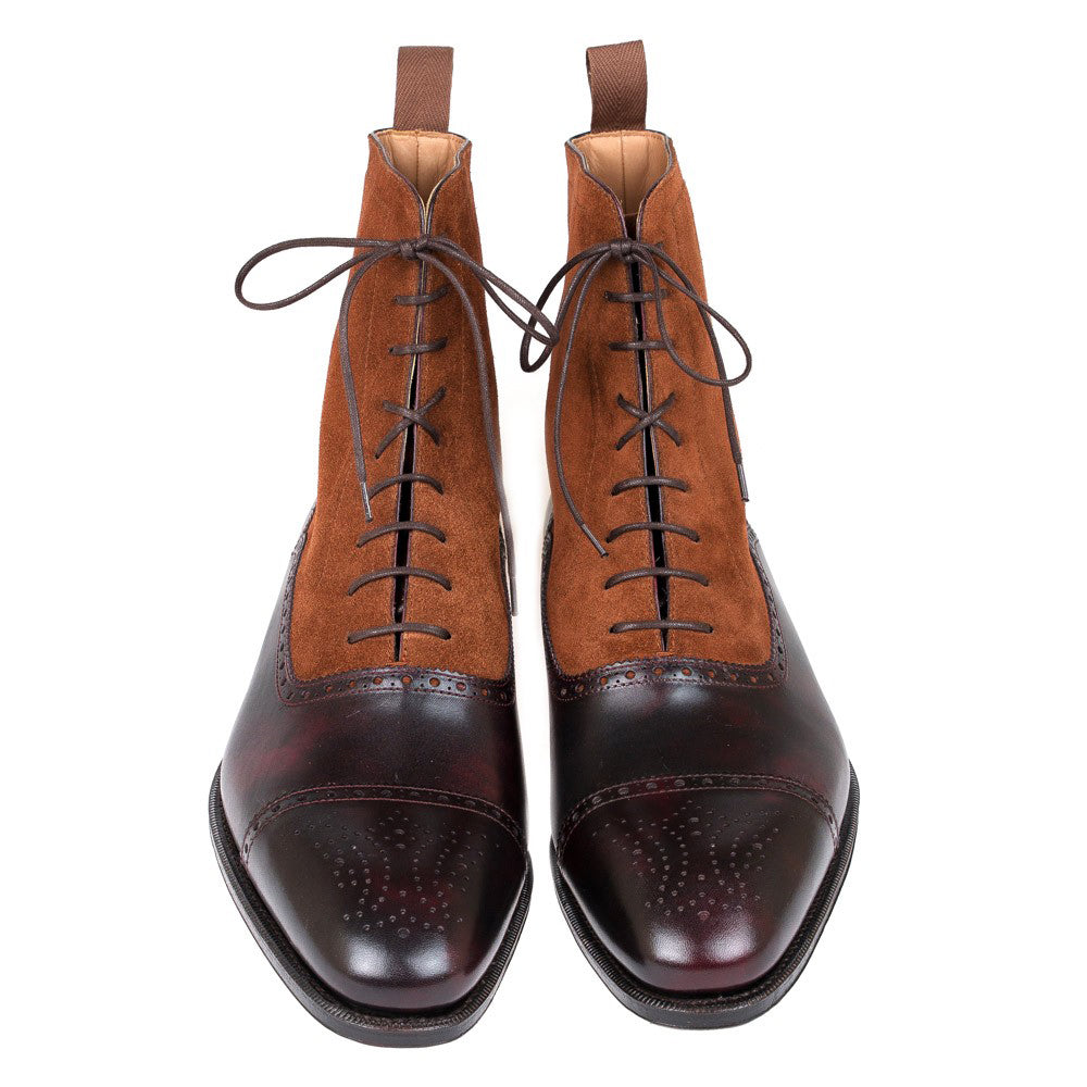 Hudson Tan Suede & Burgundy Patina Lace Up Boot