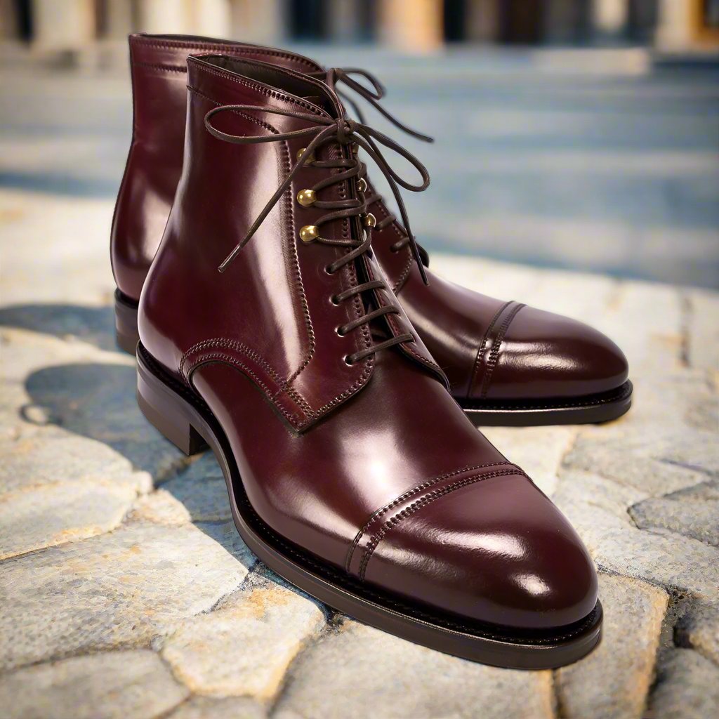 Leo Burgundy Lace Up Boot