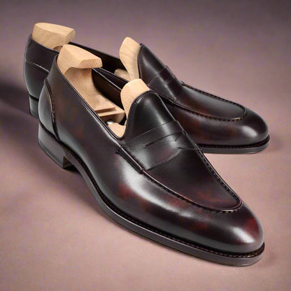 Luke Burgundy Black Patina Penny Loafer