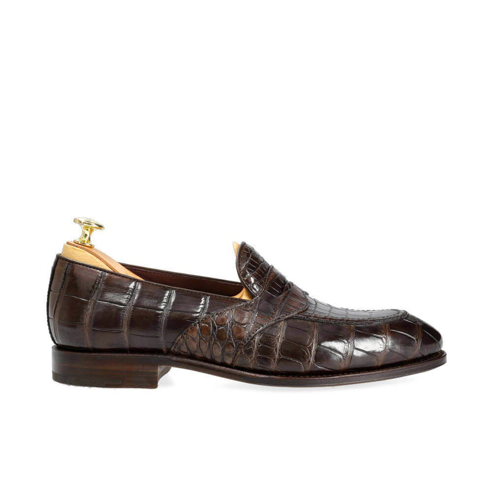 Preston Dark Brown Alligator Print Penny Loafer