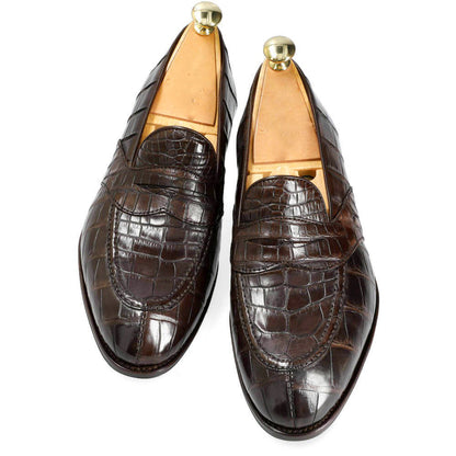 Preston Dark Brown Alligator Print Penny Loafer