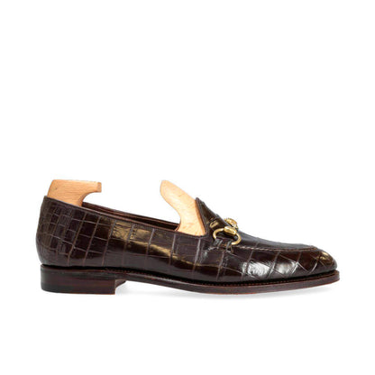 Chester Dark Brown Croco Print Horsebit Loafer