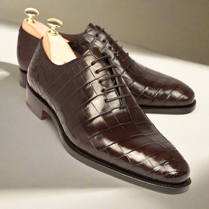 Louie Dark Brown Croco Print Wholecut