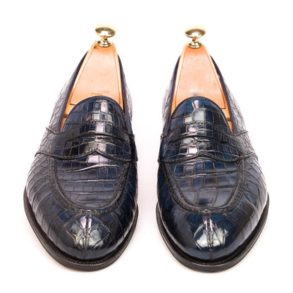 Preston Navy Blue Alligator Print Penny Loafer