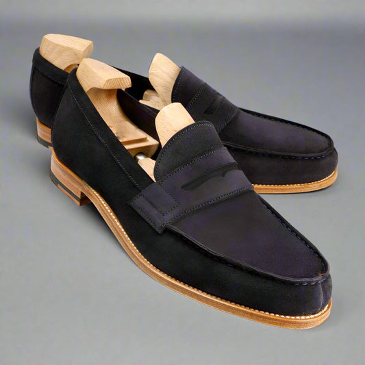 Jake Navy Blue Suede Penny Loafer