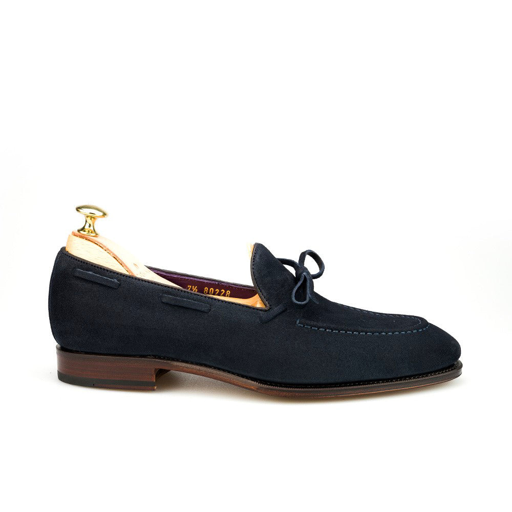 Owen Navy Blue Suede Tie Up Loafer