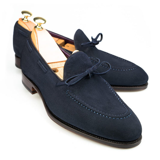 Owen Navy Blue Suede Tie Up Loafer