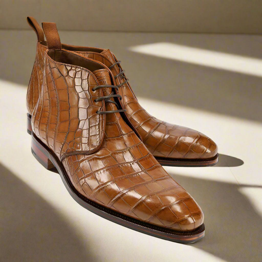 Eric Tan Alligator Print Chukka Boot