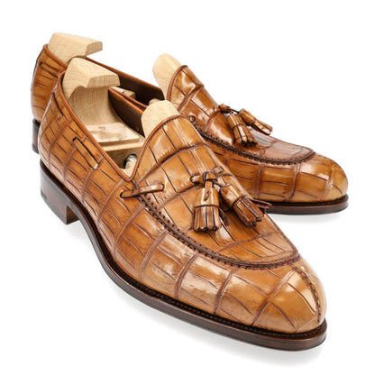 Bentley Tan Croco Print Tassel Loafer