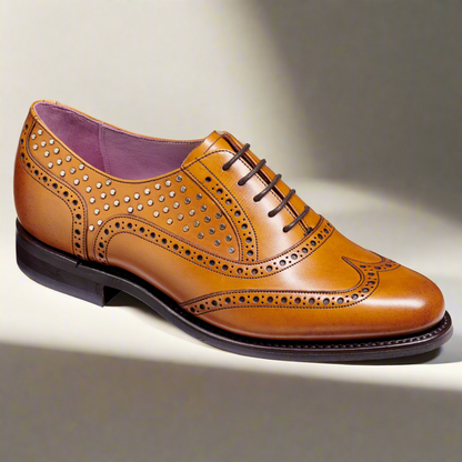 Studded Beauty Tan Leather Oxford for Women