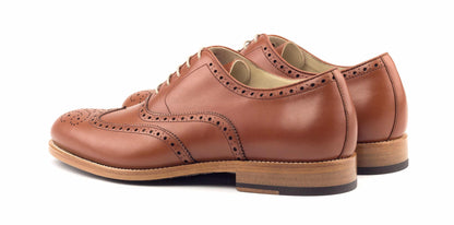 Tan Leather Formal Oxford Wingtip Brogue Lace Up Shoes for Men with Leather Sole. Goodyear Welted Construction Available.