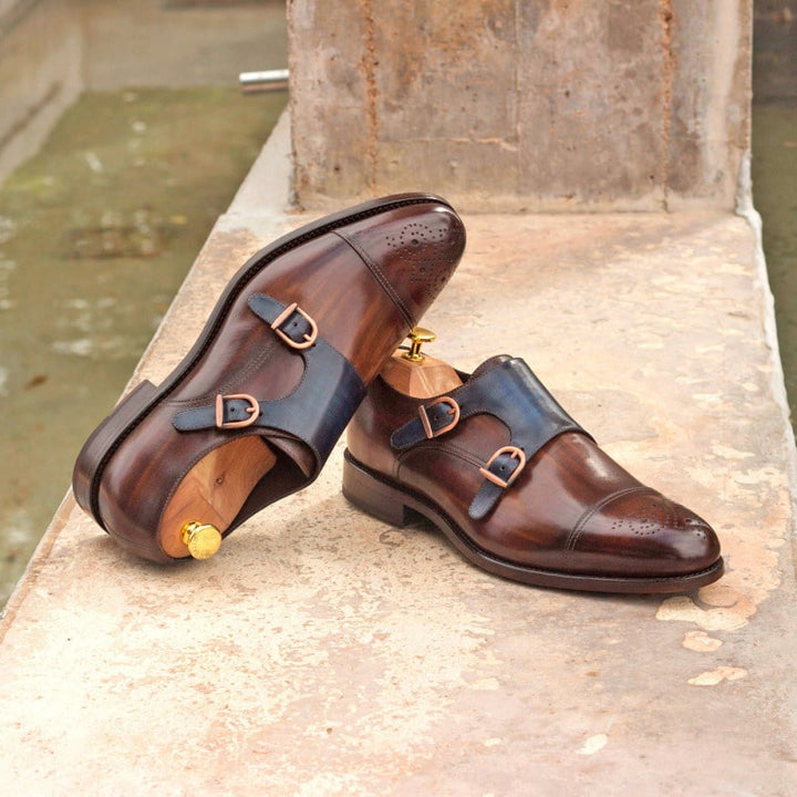 Monk Strap Formal Shoes for Men India – Genuine Leather Tan Monk Strap ...