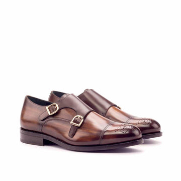 Monk Strap Formal Shoes for Men India – Genuine Leather Tan Monk Strap ...