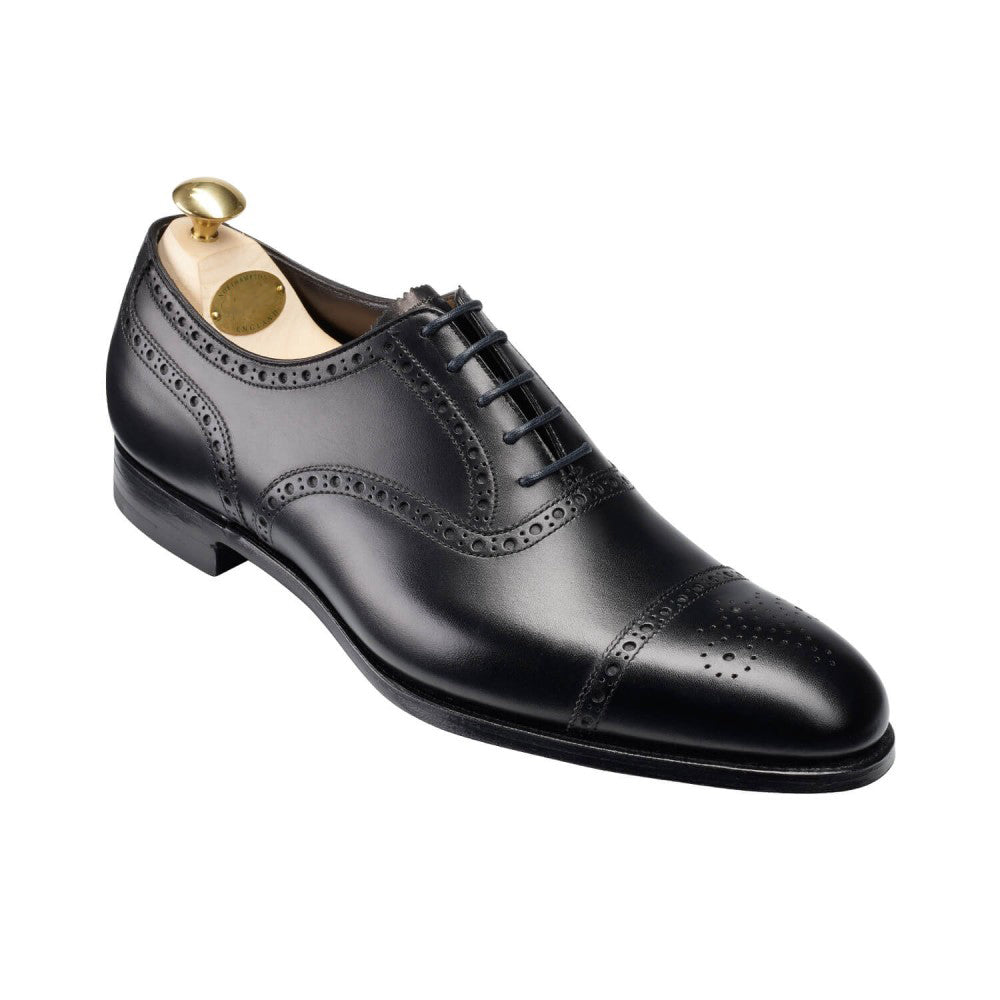 Black Leather Goodyear Welted Brogue Oxford Shoes for Men | The Royale ...