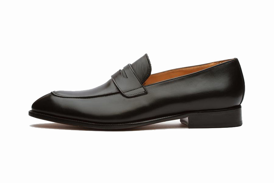 Black Penny Leather Loafers for Men | The Royale Peacock