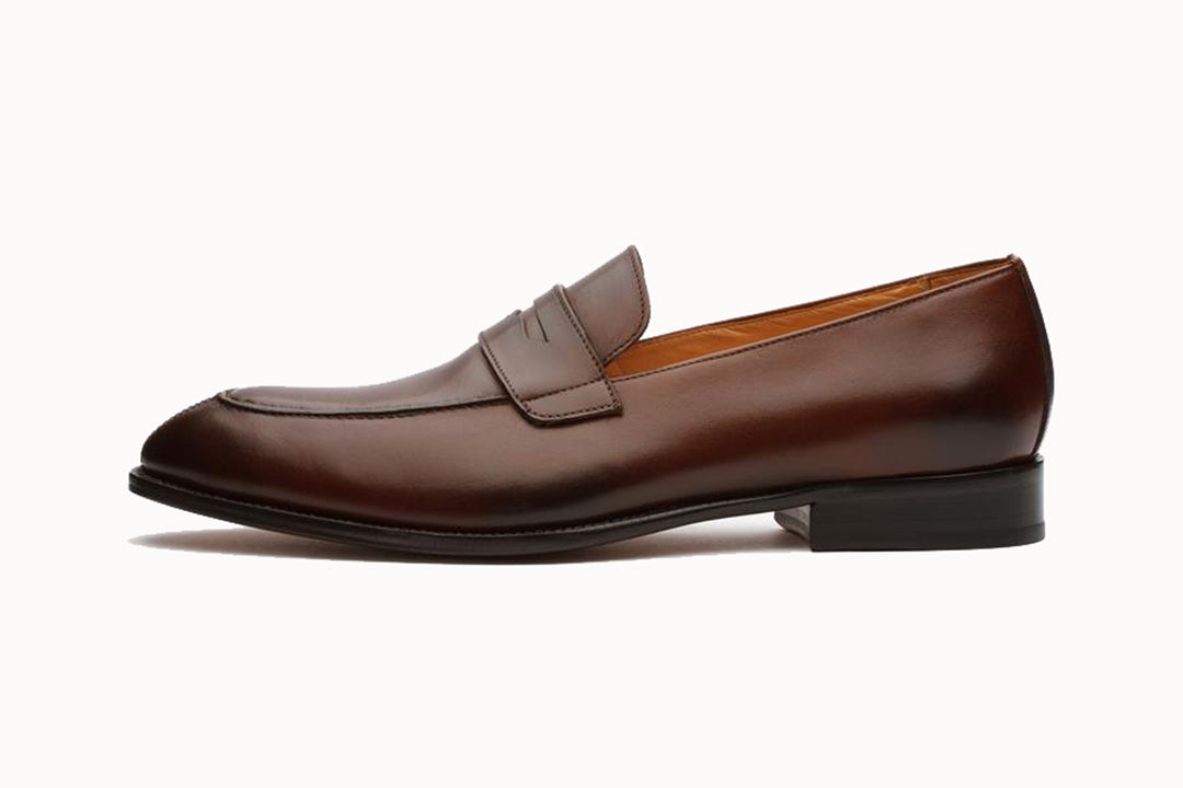 Brown Penny Leather Loafers for Men | The Royale Peacock