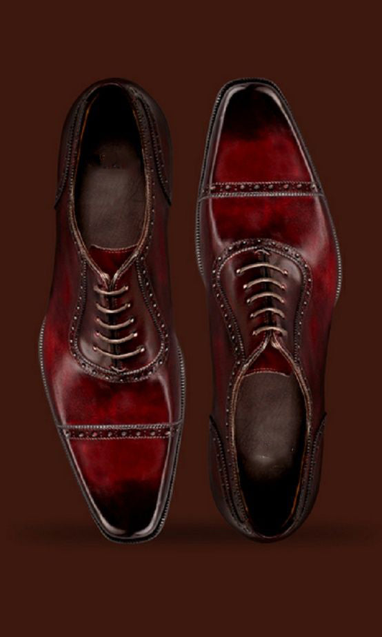 NEW Mezlan Genuine Leather Dress Shoes Deerskin Lace Up Oxford Postdam  Burgundy | eBay